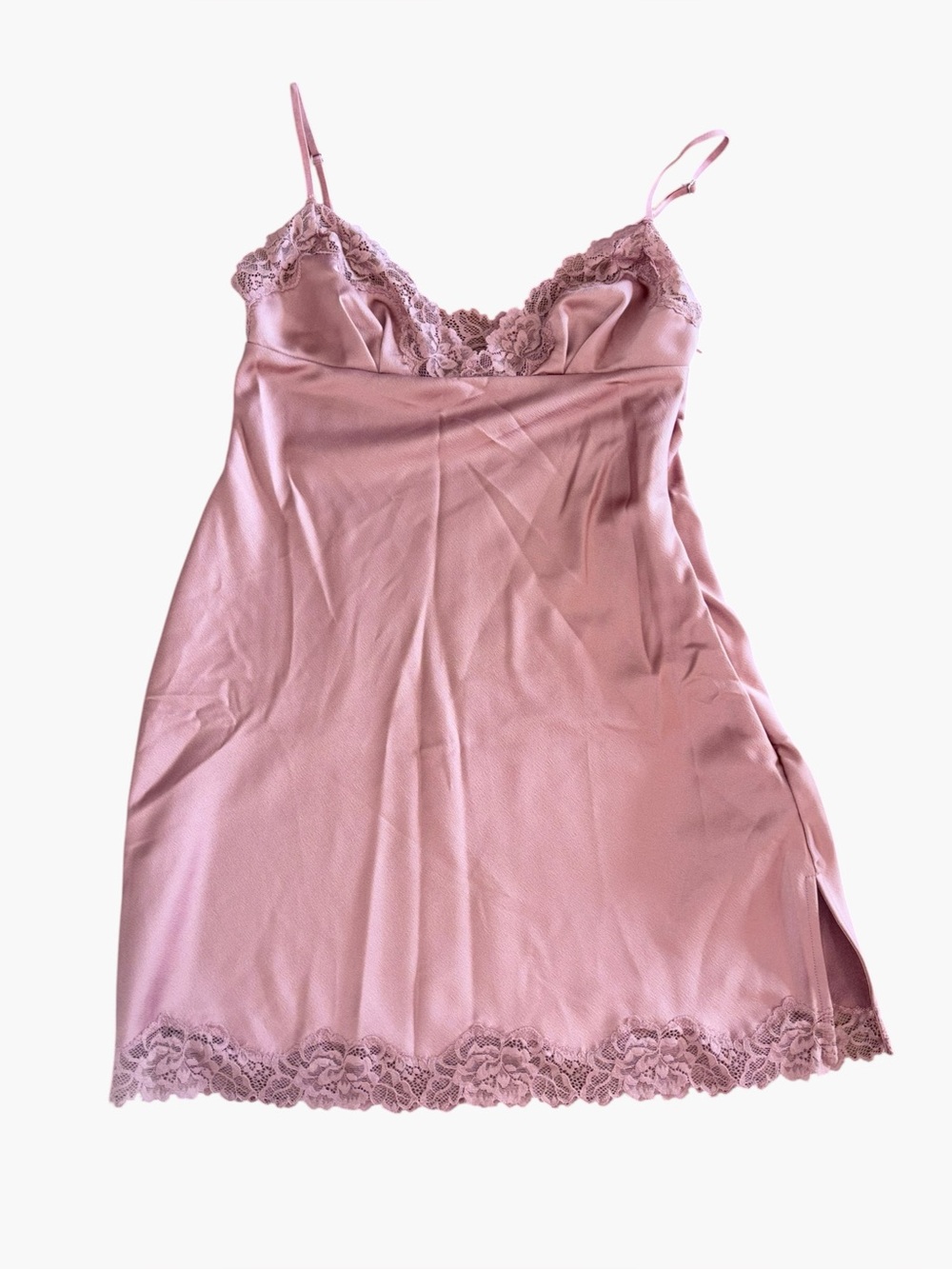 House of CB 'Nia' Rose Pink Satin + Lace Slip Dress NWOT - Picture 5 of 16